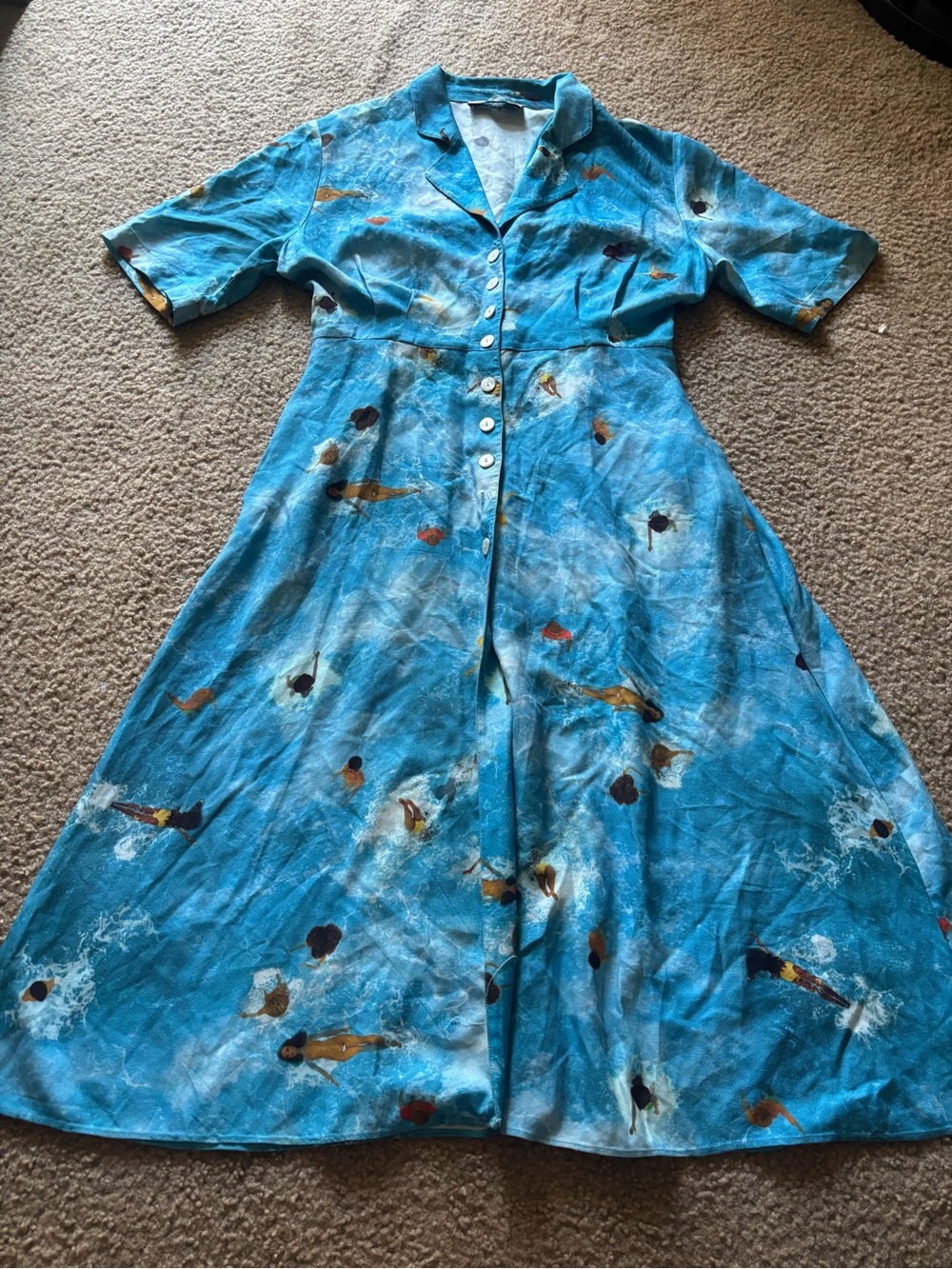 Rachel Antonoff Women 4 Peri Shirt Dress Blue Pool Party Novelty Rare Barbie